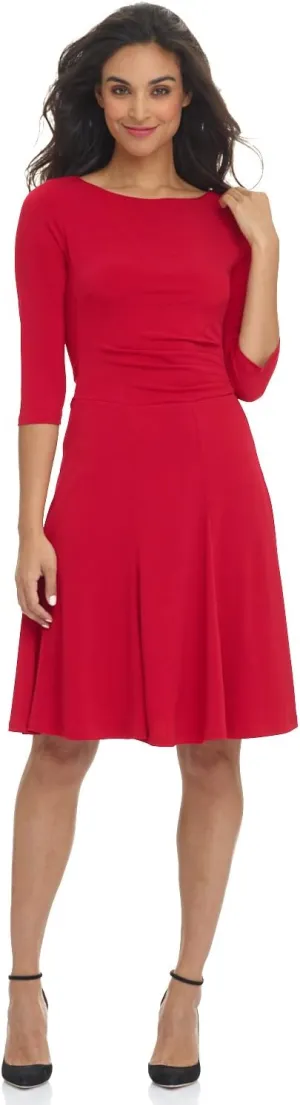 REKUCCI Women's Flippy Fit N' Flare Dress with 3/4 Sleeves