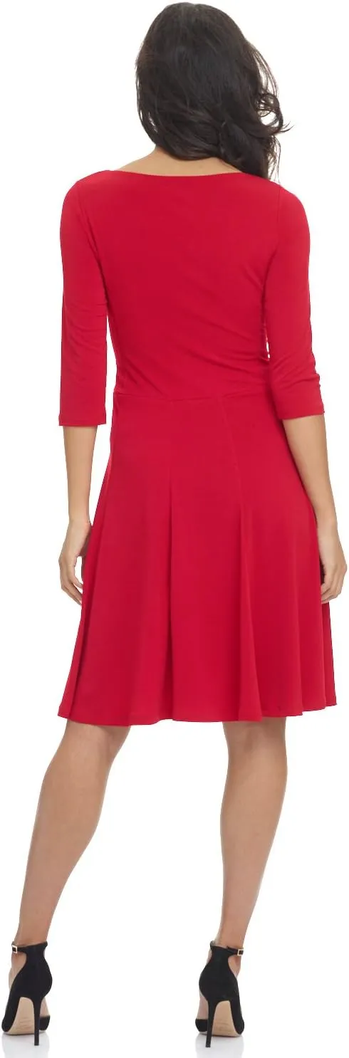 REKUCCI Women's Flippy Fit N' Flare Dress with 3/4 Sleeves