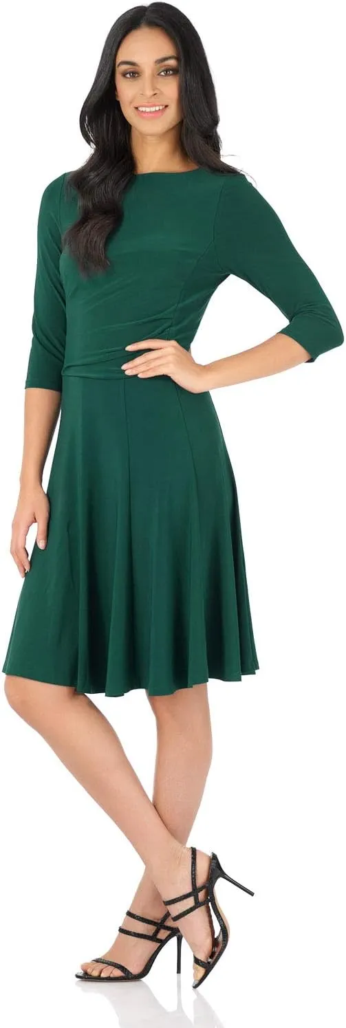 REKUCCI Women's Flippy Fit N' Flare Dress with 3/4 Sleeves