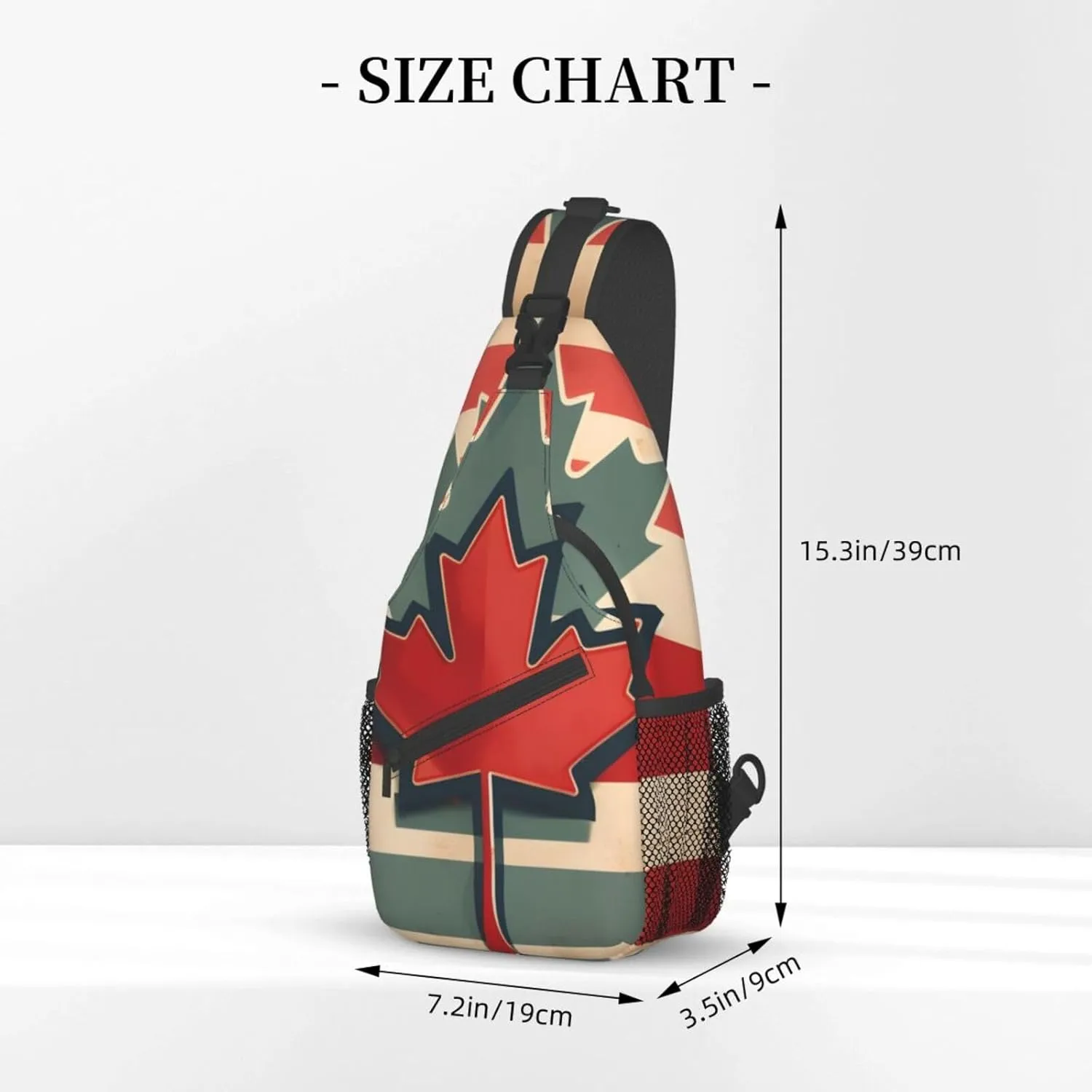 Retro Canada Flag Pattern Unisex Casual Diagonal Chest Bag,Multipurpose Crossbody Shoulder Bag Travel Hiking Daypack