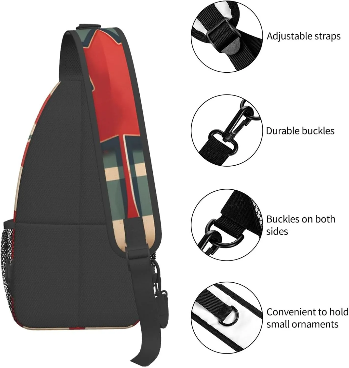 Retro Canada Flag Pattern Unisex Casual Diagonal Chest Bag,Multipurpose Crossbody Shoulder Bag Travel Hiking Daypack