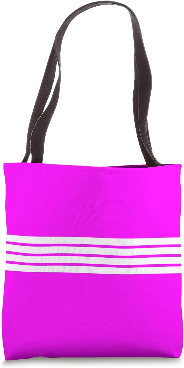 Retro Stripes (Striped) (Pink and White) Tote Bag