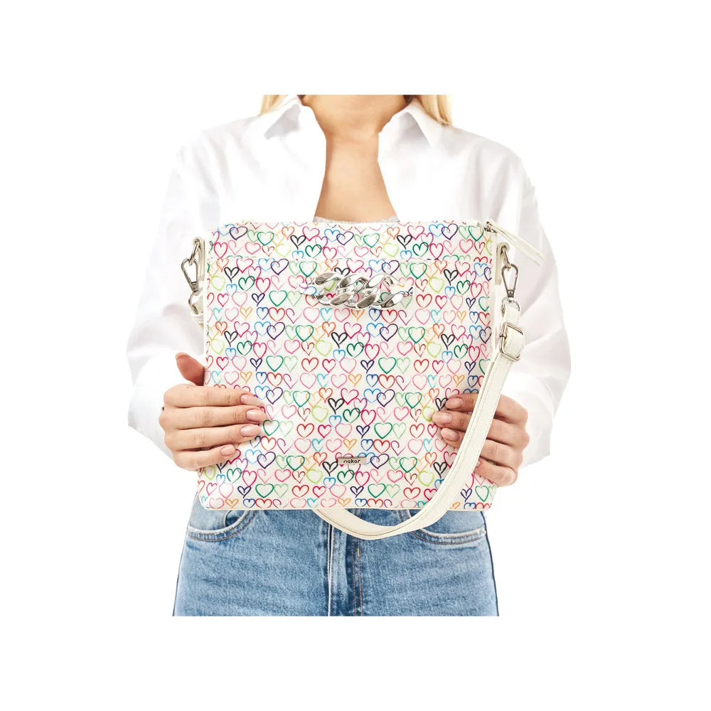Rieker Classic Messenger Bag White Heart Multi