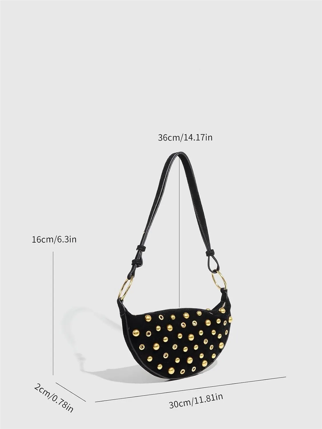 Rivet ladies bag messenger bag shoulder bag metal ladies bag(Black)