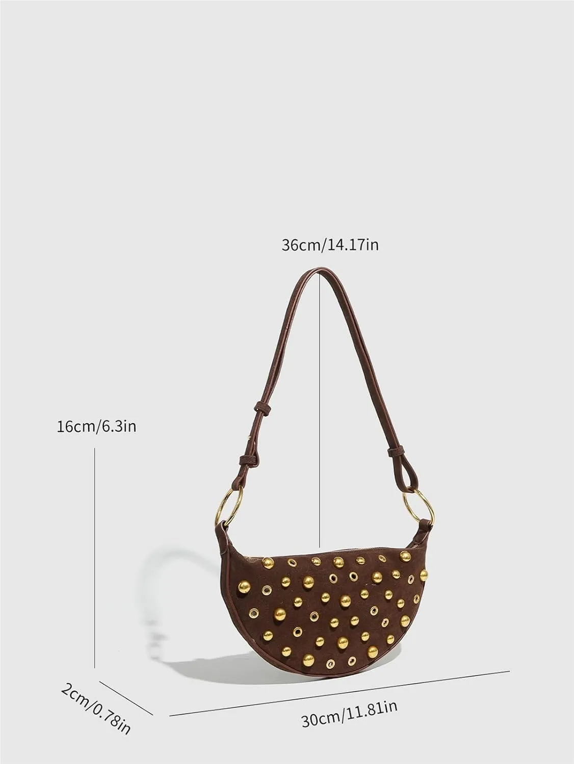Rivet ladies bag messenger bag shoulder bag metal ladies bag(Black)