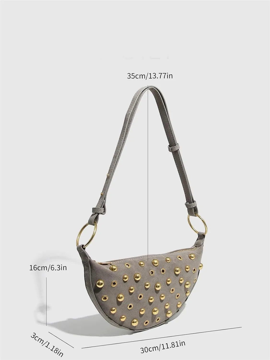Rivet ladies bag messenger bag shoulder bag metal ladies bag(Black)