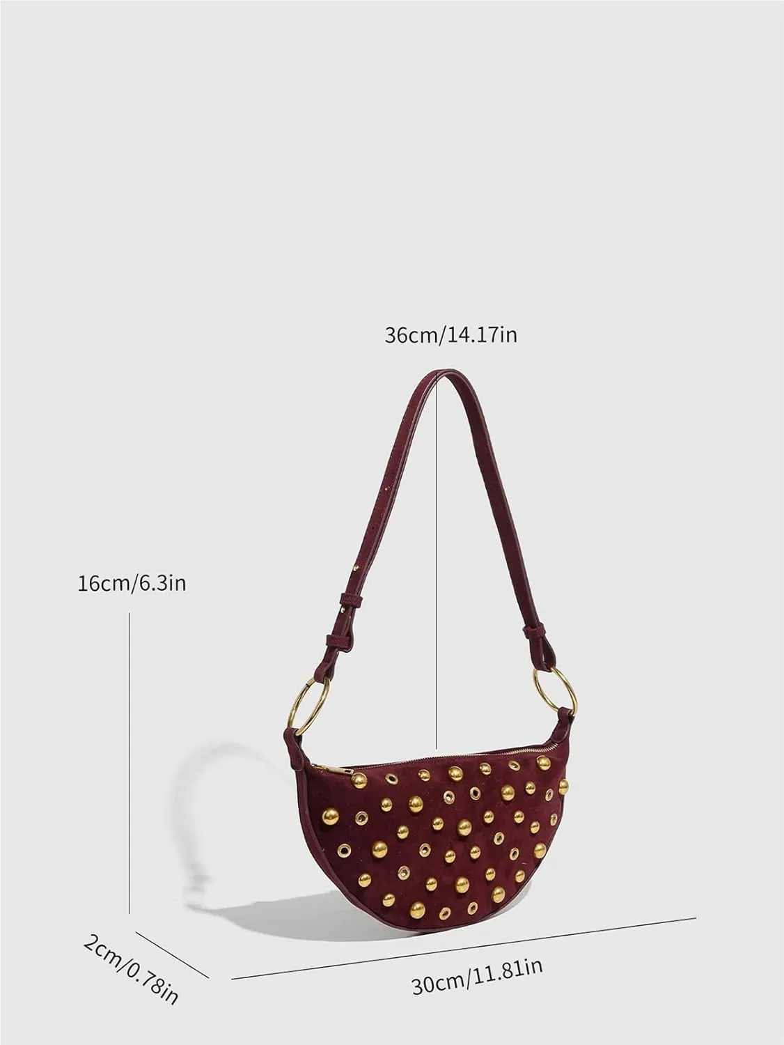 Rivet ladies bag messenger bag shoulder bag metal ladies bag(Black)