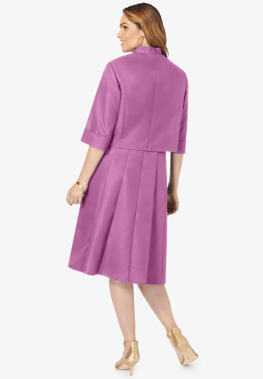 Roaman's Women's Plus Size Fit-and-Flare Jacket Dress