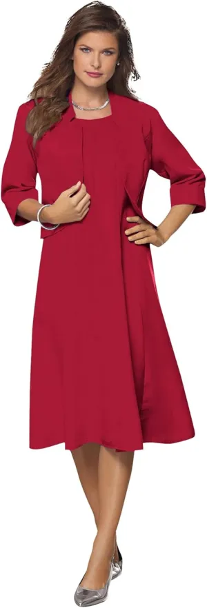 Roaman's Women's Plus Size Fit-and-Flare Jacket Dress