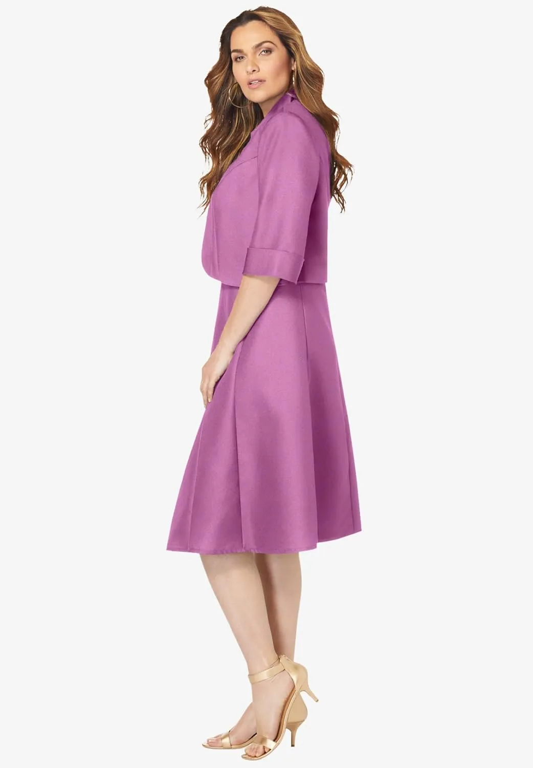 Roaman's Women's Plus Size Fit-and-Flare Jacket Dress