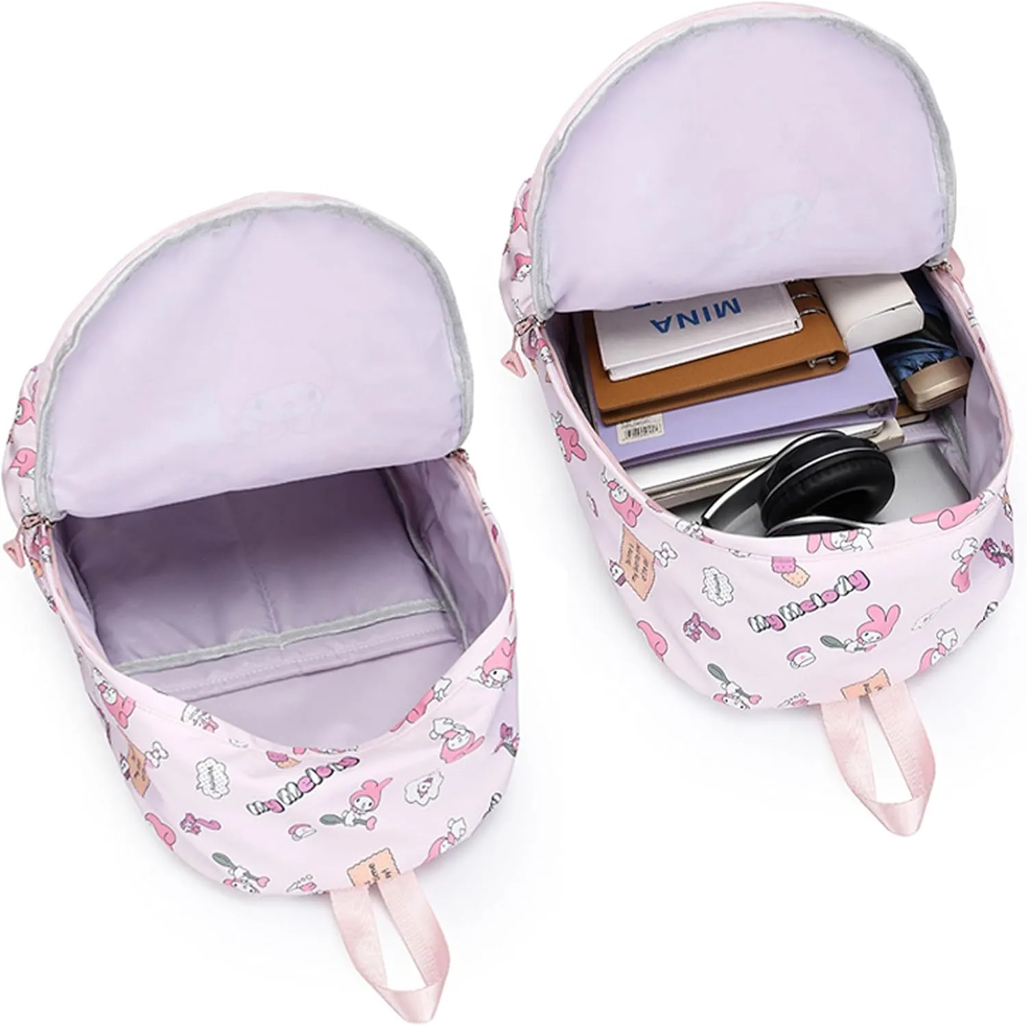 Roffatide Anime All Over Print Casual Backpack Laptop Backpack Travel Hiking Rucksack Zipper Backpack Pink