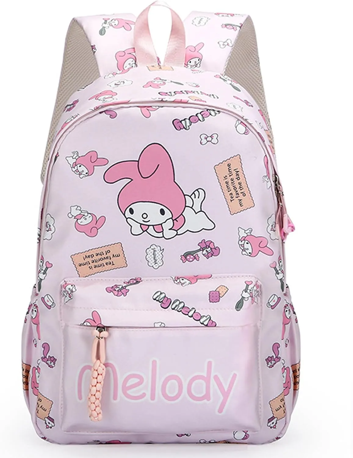 Roffatide Anime All Over Print Casual Backpack Laptop Backpack Travel Hiking Rucksack Zipper Backpack Pink
