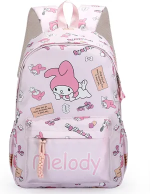 Roffatide Anime All Over Print Casual Backpack Laptop Backpack Travel Hiking Rucksack Zipper Backpack Pink