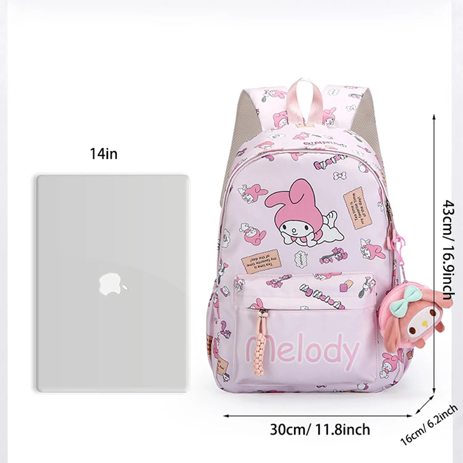 Roffatide Anime All Over Print Casual Backpack Laptop Backpack Travel Hiking Rucksack Zipper Backpack Pink