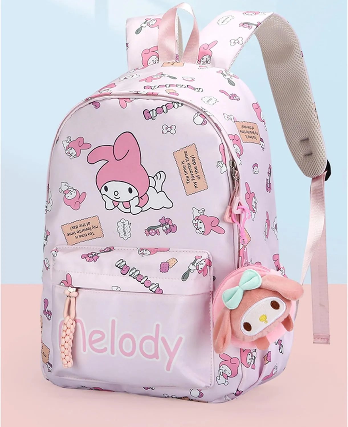 Roffatide Anime All Over Print Casual Backpack Laptop Backpack Travel Hiking Rucksack Zipper Backpack Pink