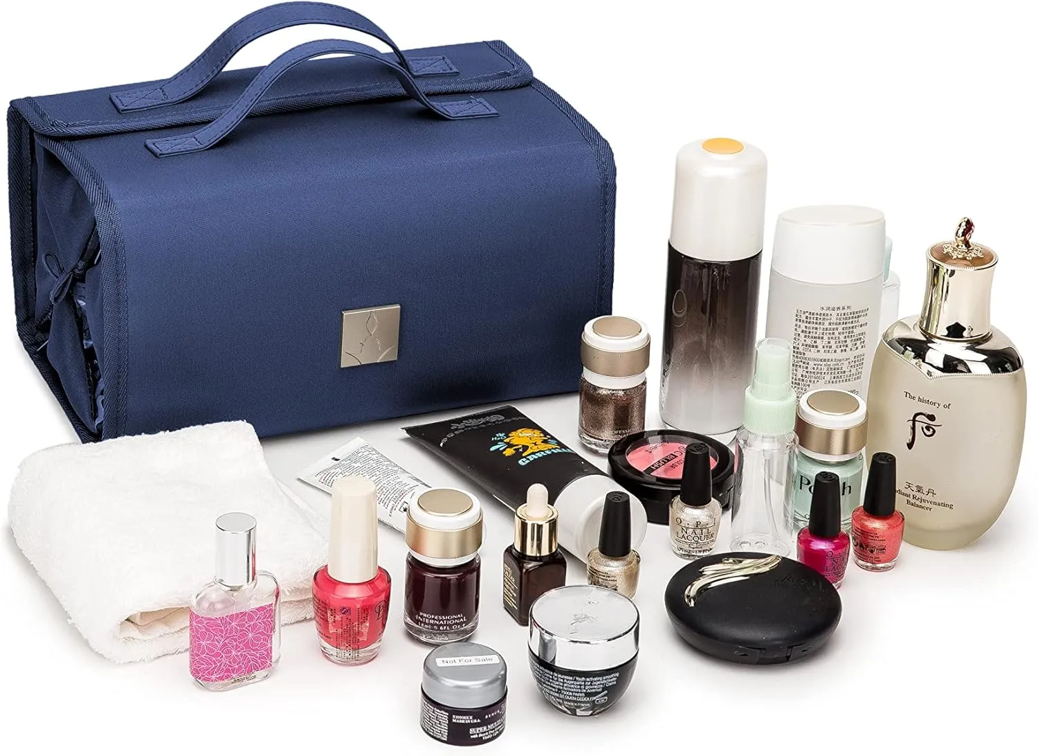 Roll Up Makeup Bag, Travel Toiletry Bag for Women with 4 Clear TSA Approved Pouches, Hanging Travel Organizer, Folding Cosmetic Bag for Men and Women