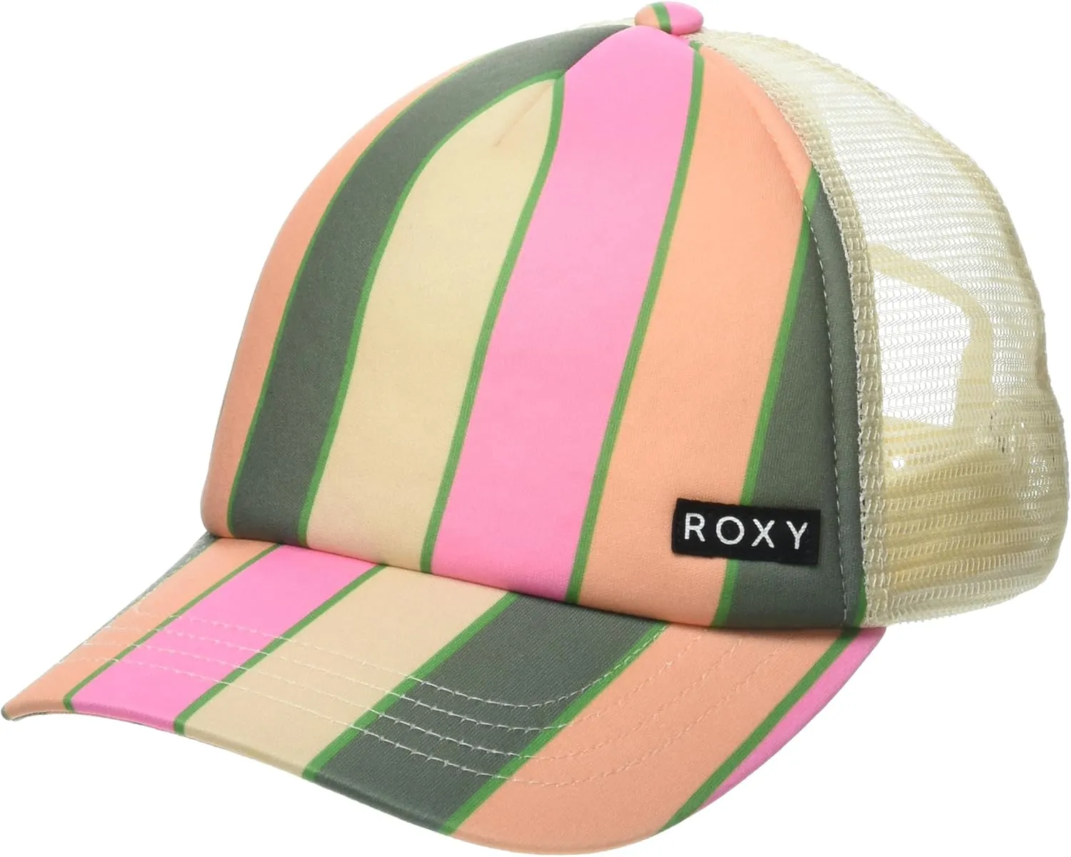 Roxy Girls' Honey Coconut Trucker Hat - Breathable Mesh Snapback, Curved Visor