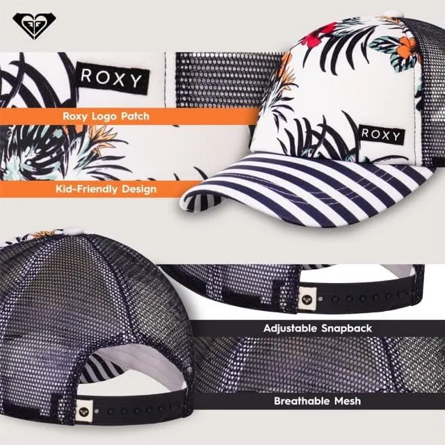 Roxy Girls' Honey Coconut Trucker Hat - Breathable Mesh Snapback, Curved Visor
