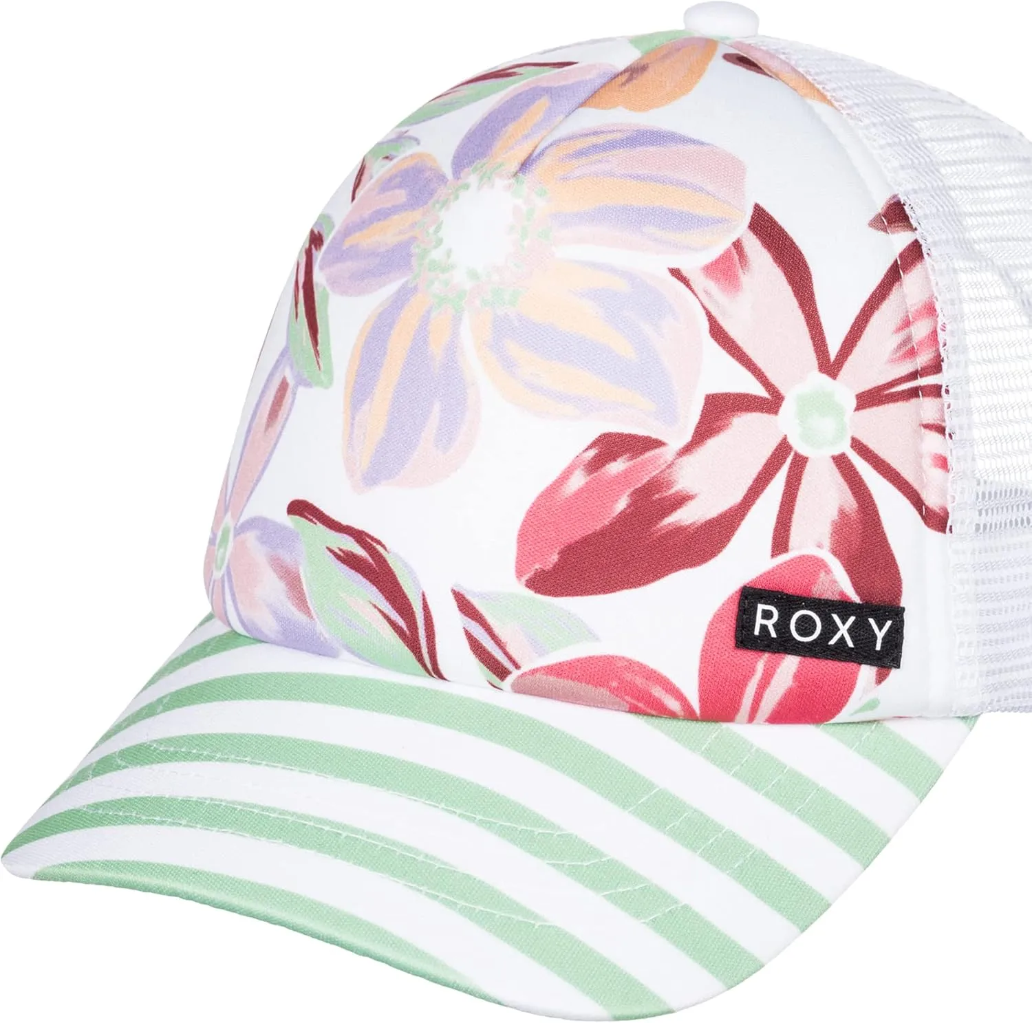 Roxy Girls' Honey Coconut Trucker Hat - Breathable Mesh Snapback, Curved Visor