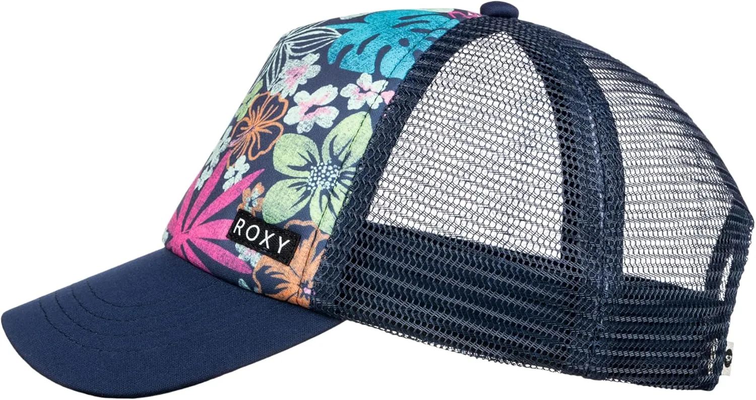 Roxy Girls' Honey Coconut Trucker Hat - Breathable Mesh Snapback, Curved Visor