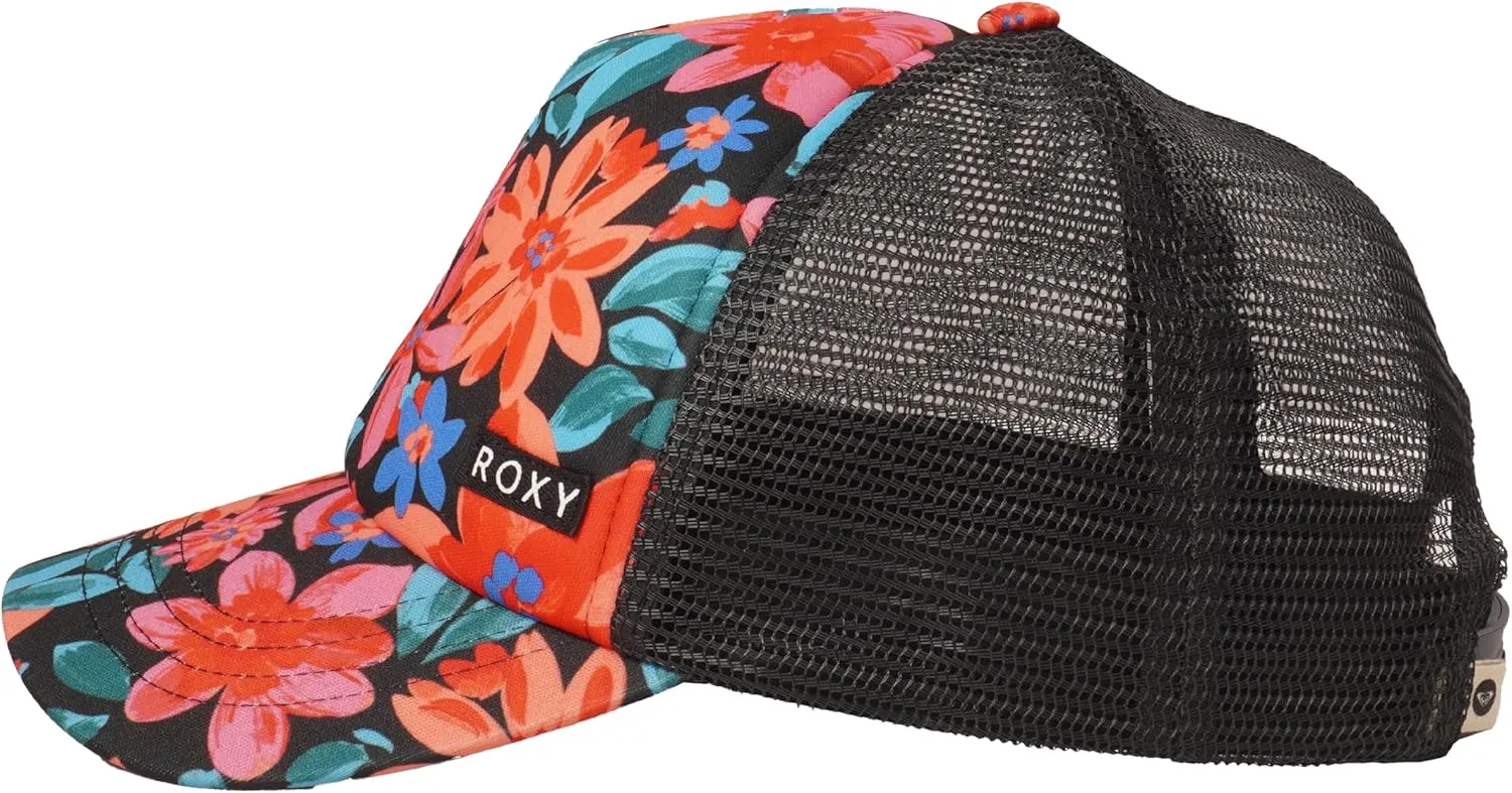 Roxy Girls' Honey Coconut Trucker Hat - Breathable Mesh Snapback, Curved Visor
