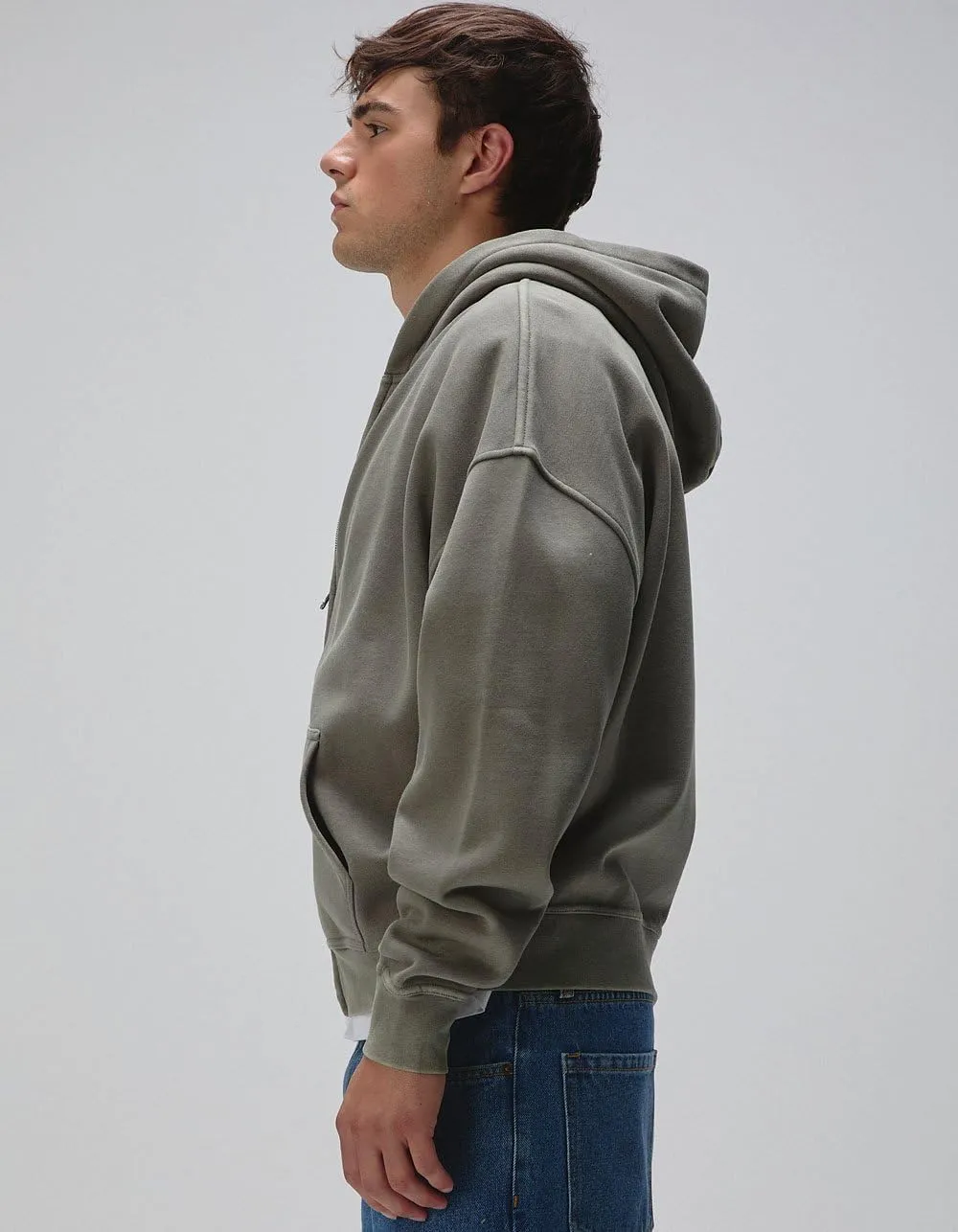 Rsq Mens Washed Zip-Up Oversized Hoodie