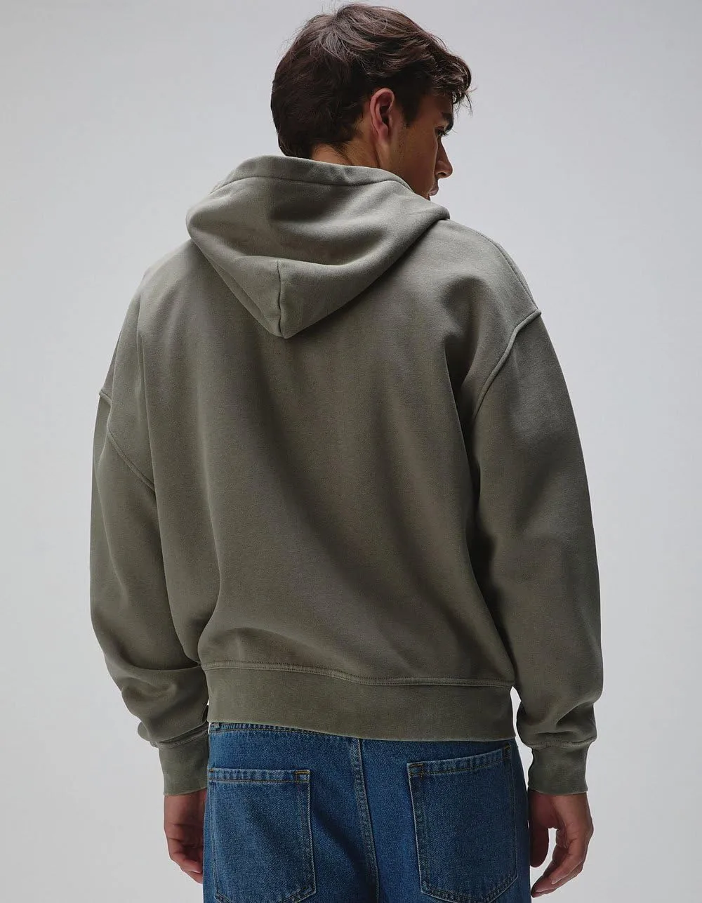 Rsq Mens Washed Zip-Up Oversized Hoodie