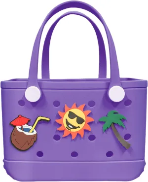 Rubber Beach Bag Rubber Tote Bag - Waterproof Tote Beach Handbag Washable Portable Travel Bag Handbag for Daily Outdoor