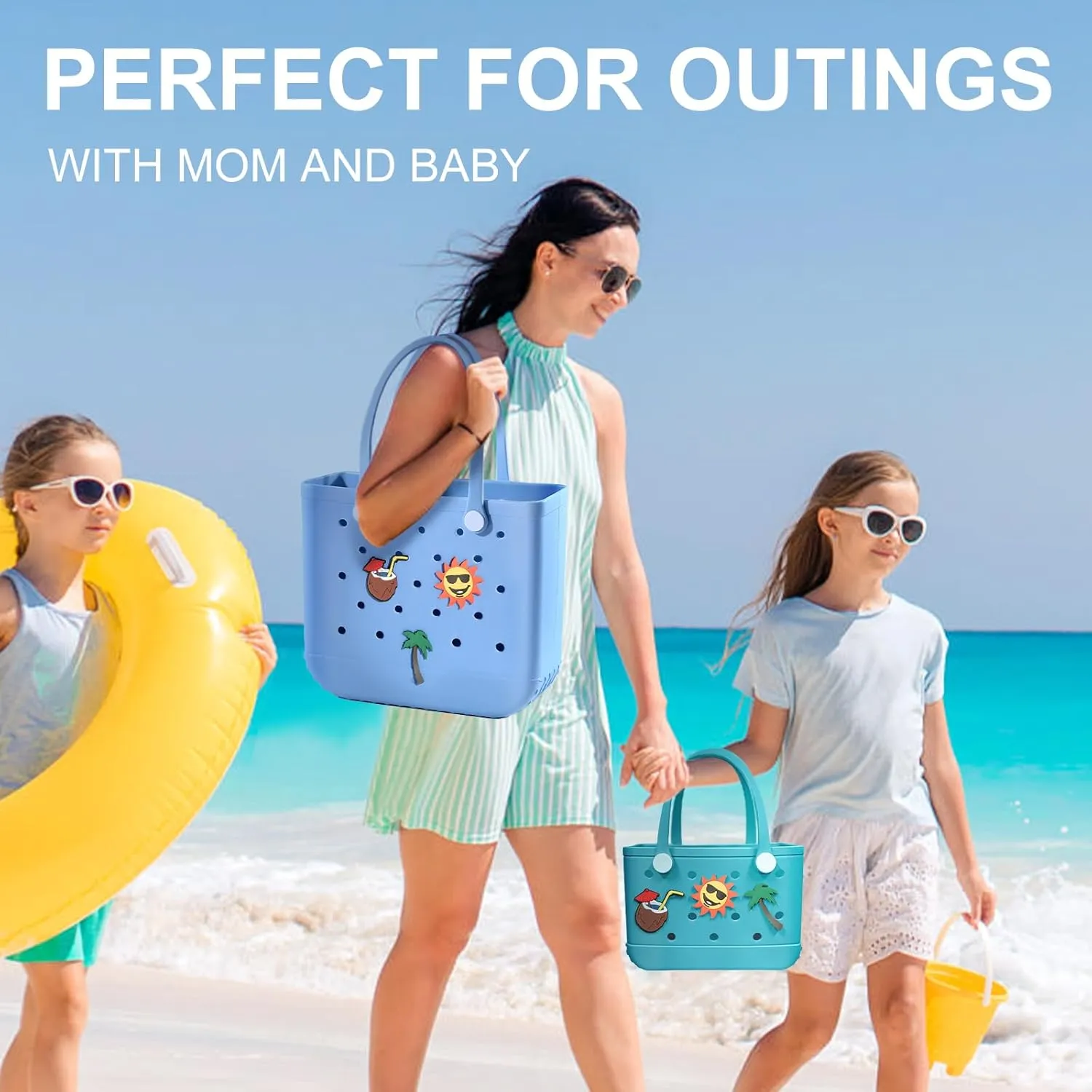 Rubber Beach Bag Rubber Tote Bag - Waterproof Tote Beach Handbag Washable Portable Travel Bag Handbag for Daily Outdoor