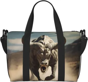 Runner Bull Skull print Handbag Crossbody Travelling Weekend Overnight Carry On Bag Sports Tote Gym Bag