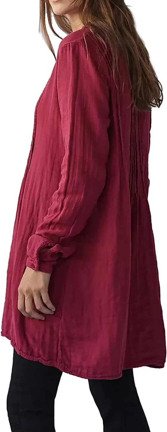R.Vivimos Women's Tunic Dress Fall Cotton Button Down Long Sleeves Casual Mini Shirt Dress