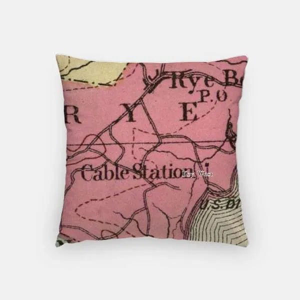 Rye Beach, New Hampshire city skyline with vintage Rye Beach map