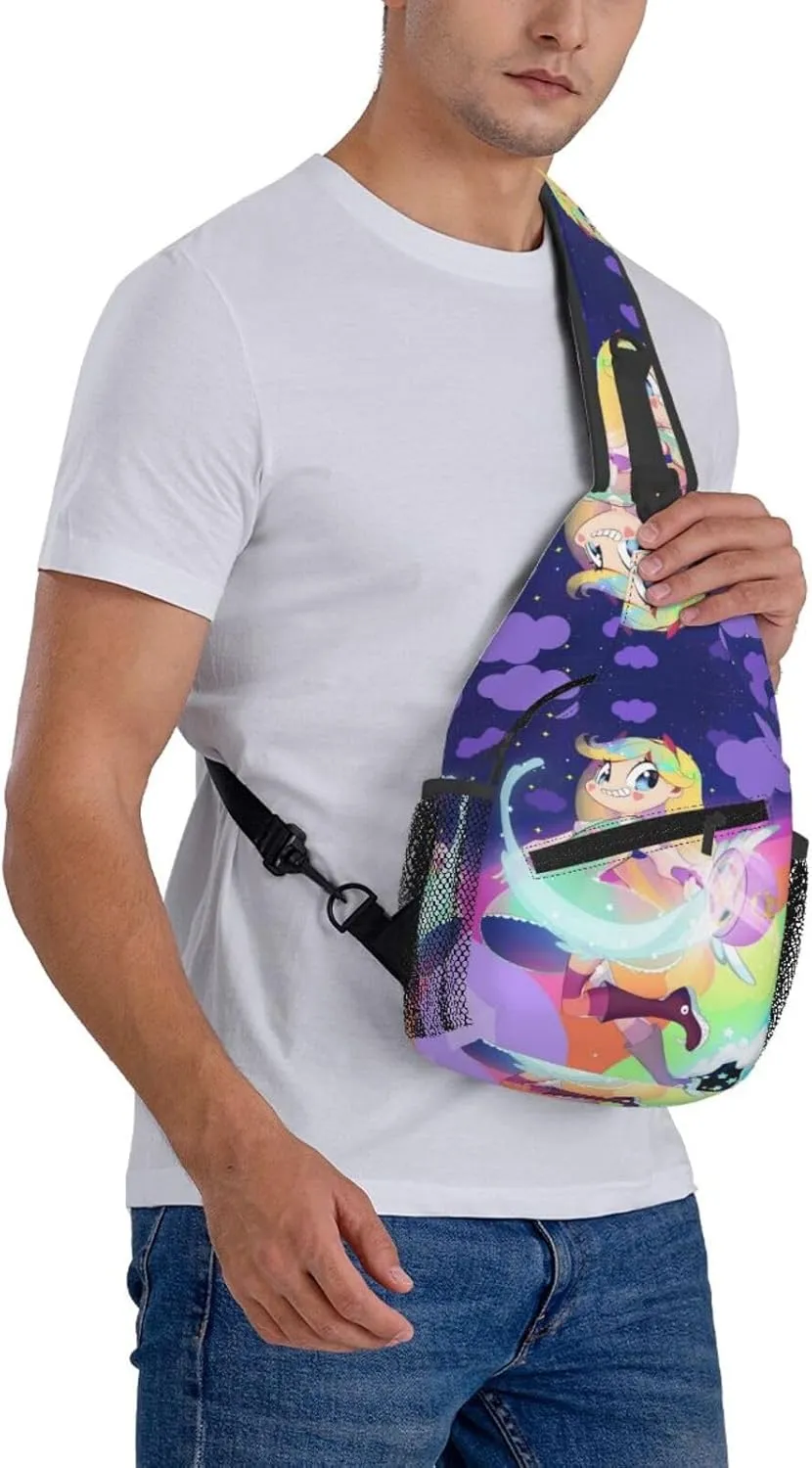 S-tar Butterfly Princess Messenger Bag Backpack Crossbody Bag Shoulder Bag Travel Hiking Backpack Unisex Black