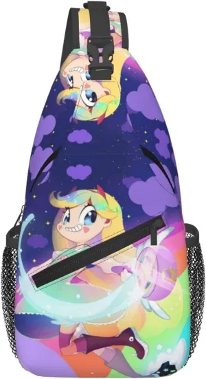 S-tar Butterfly Princess Messenger Bag Backpack Crossbody Bag Shoulder Bag Travel Hiking Backpack Unisex Black