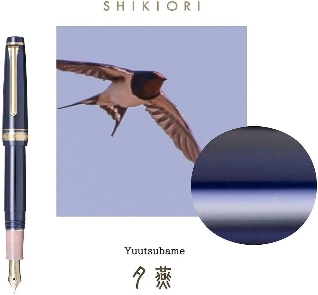 Sailor Fountain Pen SHIKIORI Sansui Yuutsubame (Evening Swallow) Medium Fine Point 11-2050-301 Japan Import With Original Stylus Ballpoint Touch Pen