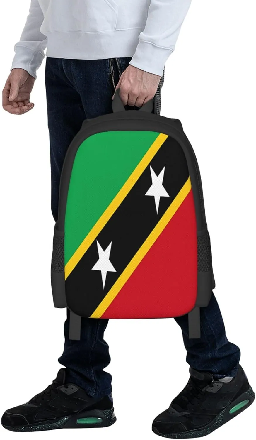 Saint Kitts Nevis Flag Travel Backpack Casual Backpacks 15 Inch Laptop Back Pack Lightweight Rucksack Outdoor Sport Daypack Large Bags for Working Camping Hiking