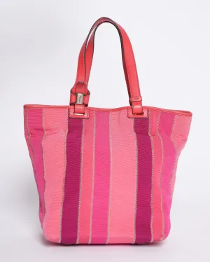 Salvatore Ferragamo Multicolor Striped Cloth Handbag