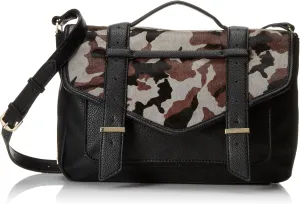 Sam Edleman English Schoolgirl Messenger Bag,Black/Grey Camo Haircalf,One Size