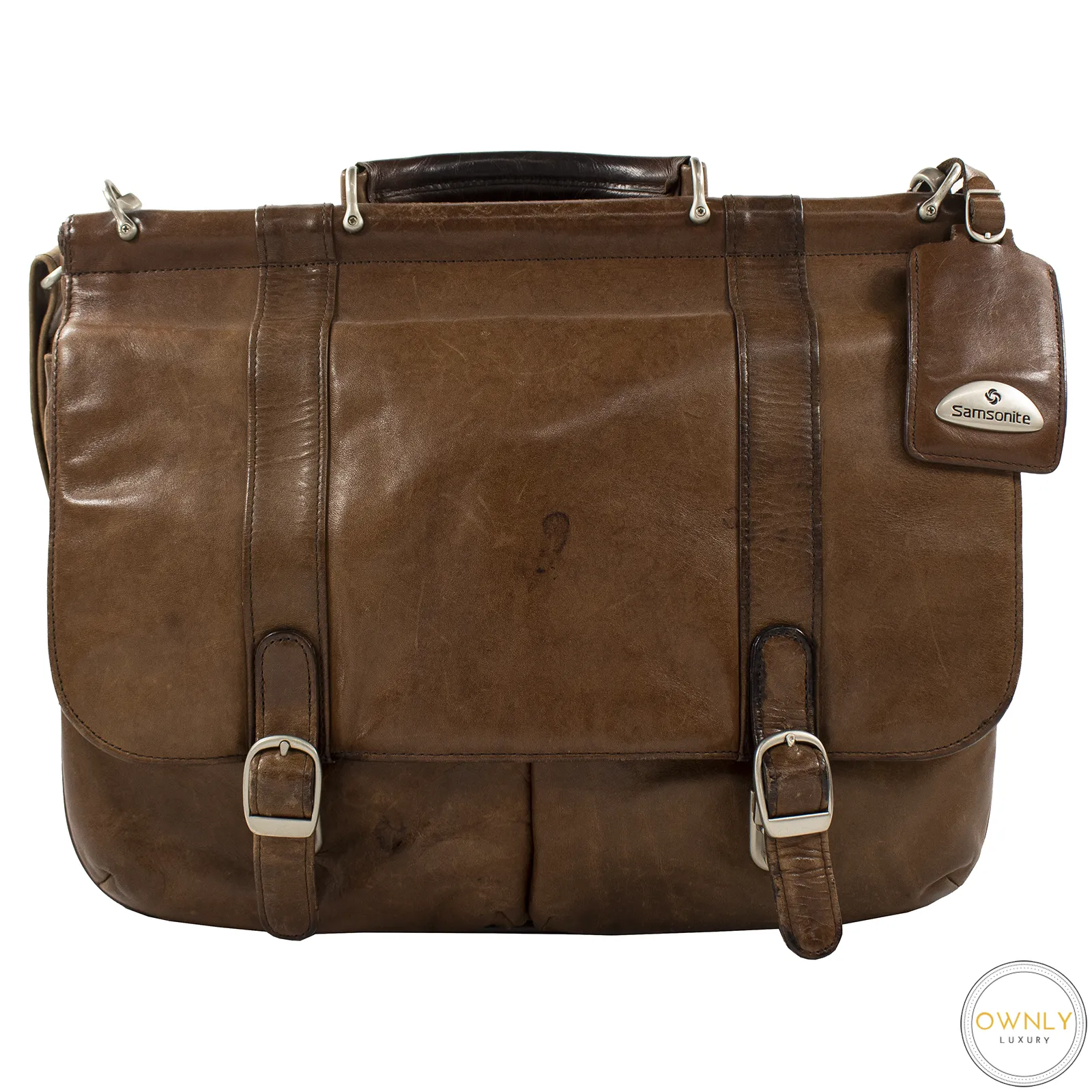 Samsonite Brown Leather 113 Business Class Messenger Bag