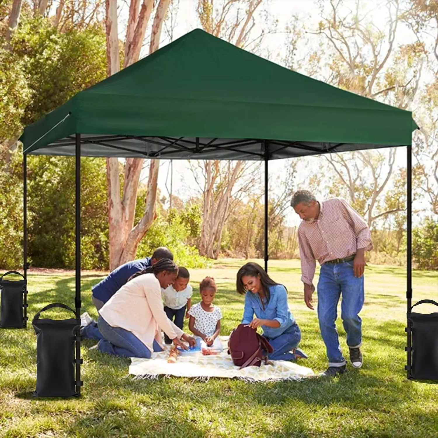 Sand Bags for Canopy Legs (120 LBS) Empty Sandbags for Weight, Canopy Tent Weights Set of 4 Heavy Duty 1680D Pop Up Tent Weights Bags, Black
