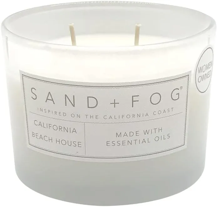 Sand   Fog Scented Candle - California Beach House – Additional Scents and Sizes – 100% Cotton Lead-Free Wick - Luxury Air Freshening Jar Candles - Perfect Home Decor – 12oz
