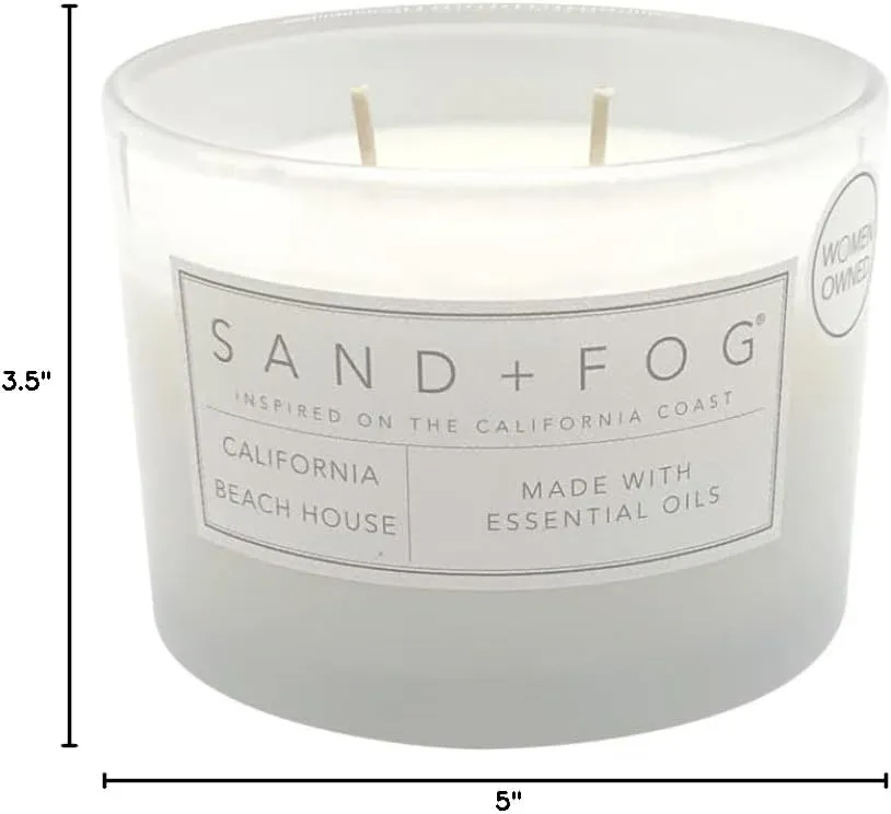 Sand   Fog Scented Candle - California Beach House – Additional Scents and Sizes – 100% Cotton Lead-Free Wick - Luxury Air Freshening Jar Candles - Perfect Home Decor – 12oz