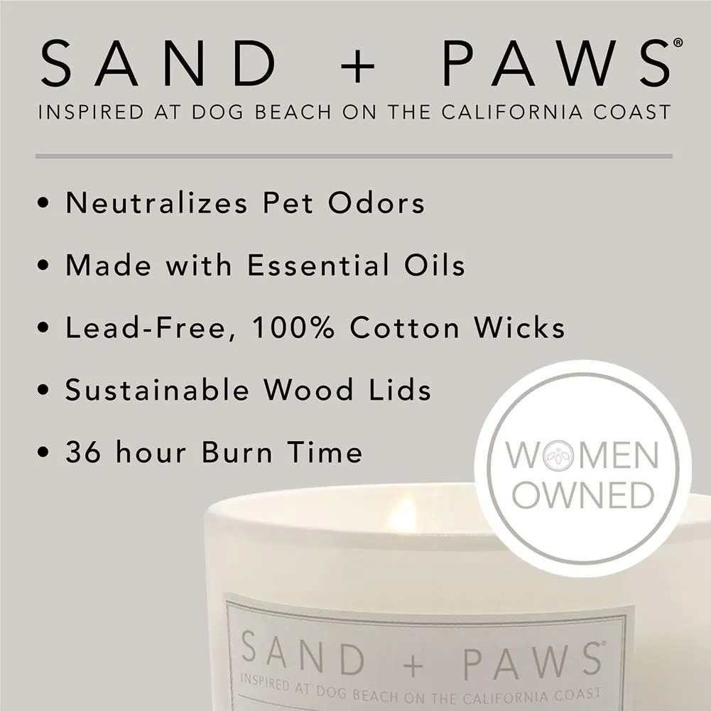Sand   Paws Scented Candle - California Beach House –Luxurious Air Freshening Jar Candle Neutralize pet Odors and Enhance Home décor – 100% Cotton Lead-Free wicks-12oz