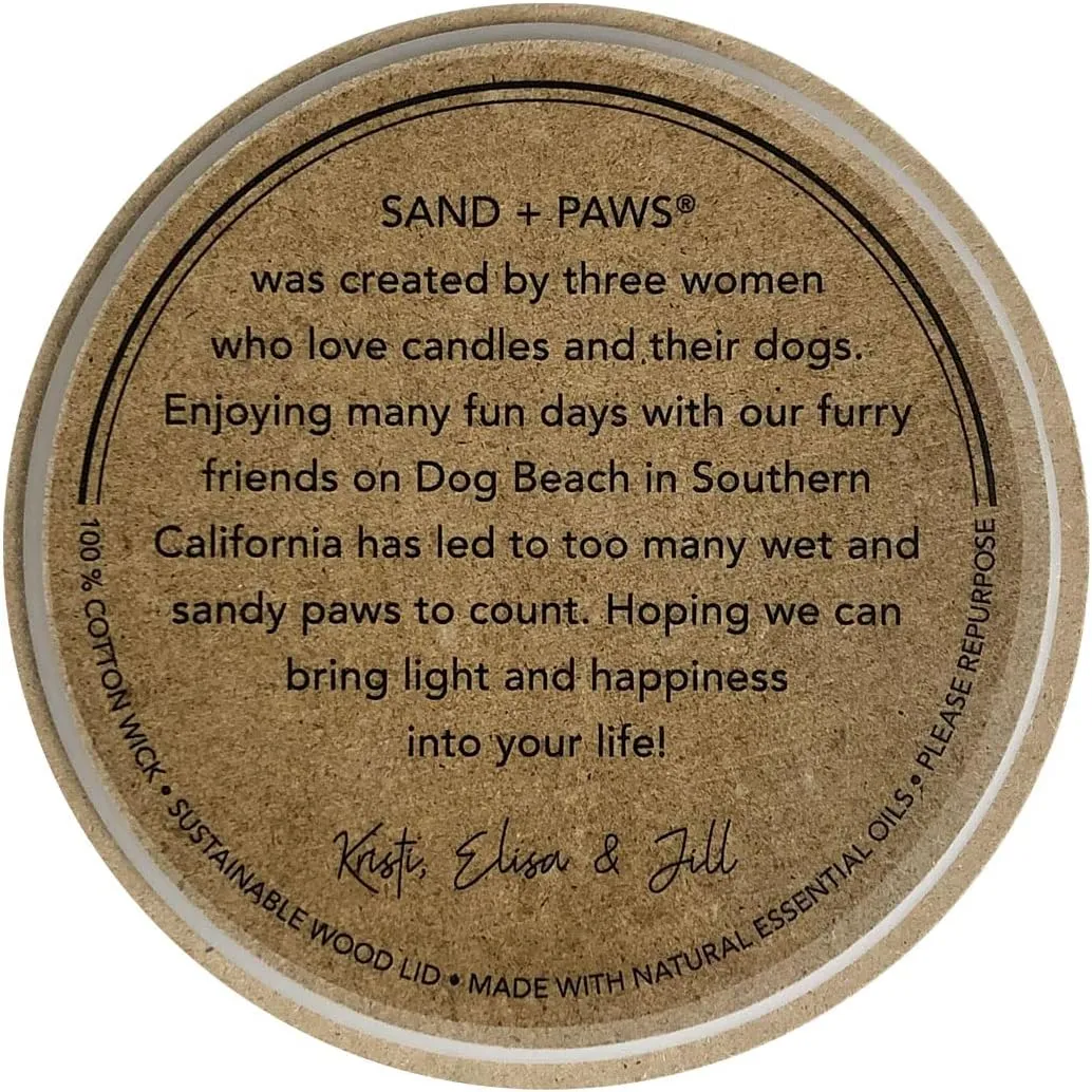 Sand   Paws Scented Candle - California Beach House–Luxurious Air Freshening Jar Candles Neutralize pet Odors and Enhance Home décor – 100% Cotton Lead-Free Wicks - 12oz
