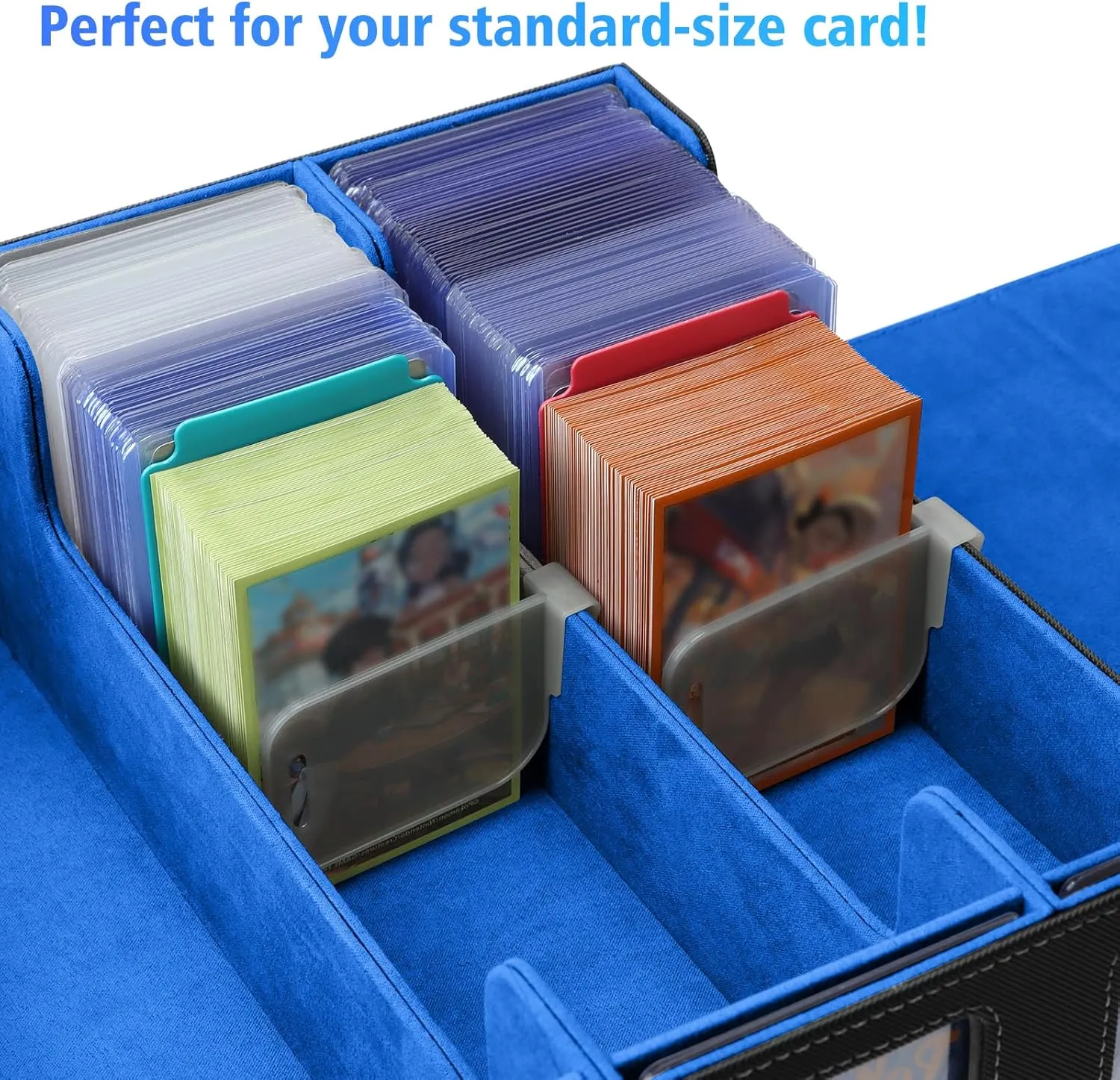SANZIE Card Deck Box for MTG Commander Deck Box with 8 Dividers fits 1800  Single Sleeved Trading Cards TCG Box for Magic Game Cards (Black&Blue)