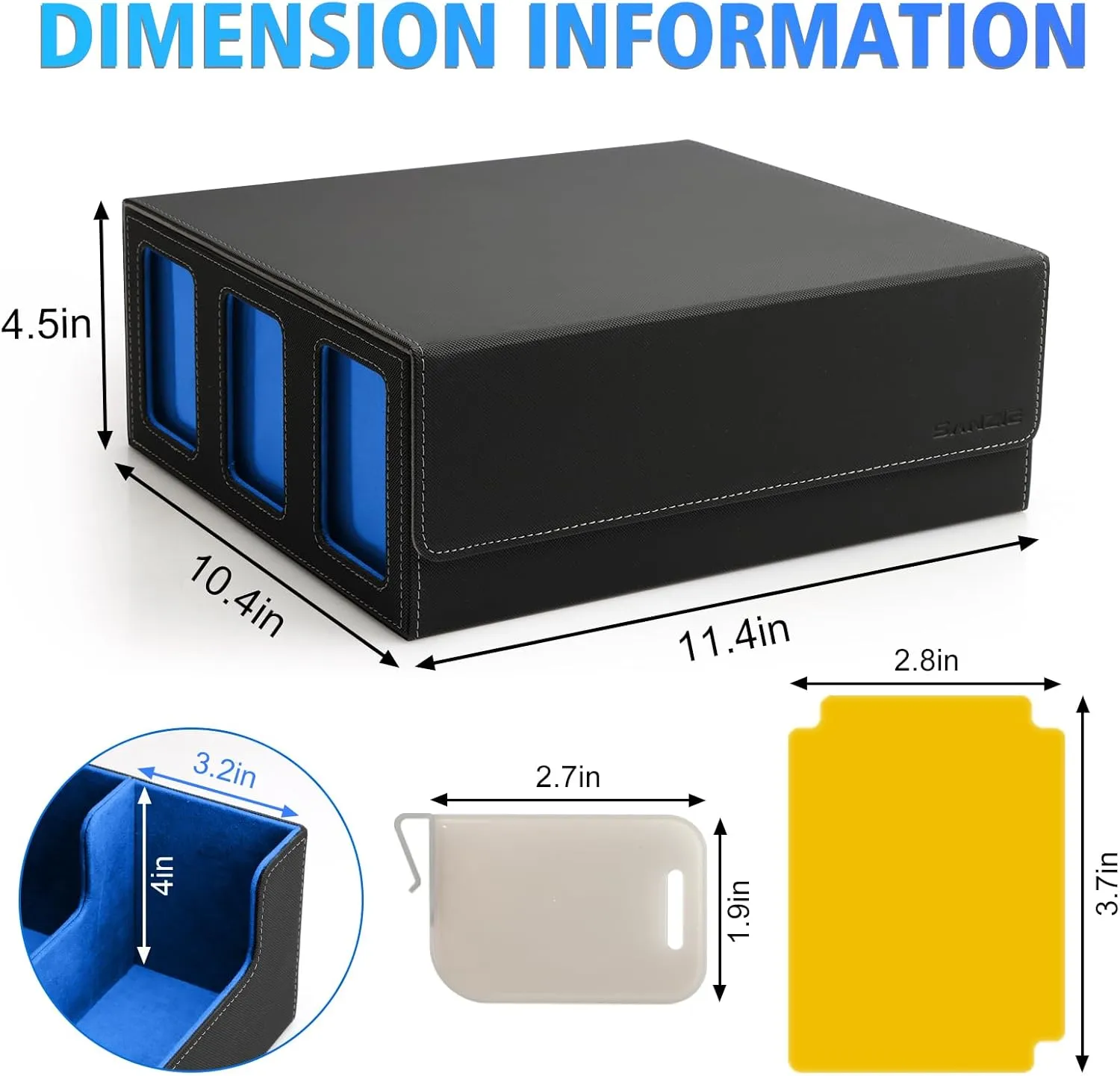 SANZIE Card Deck Box for MTG Commander Deck Box with 8 Dividers fits 1800  Single Sleeved Trading Cards TCG Box for Magic Game Cards (Black&Blue)