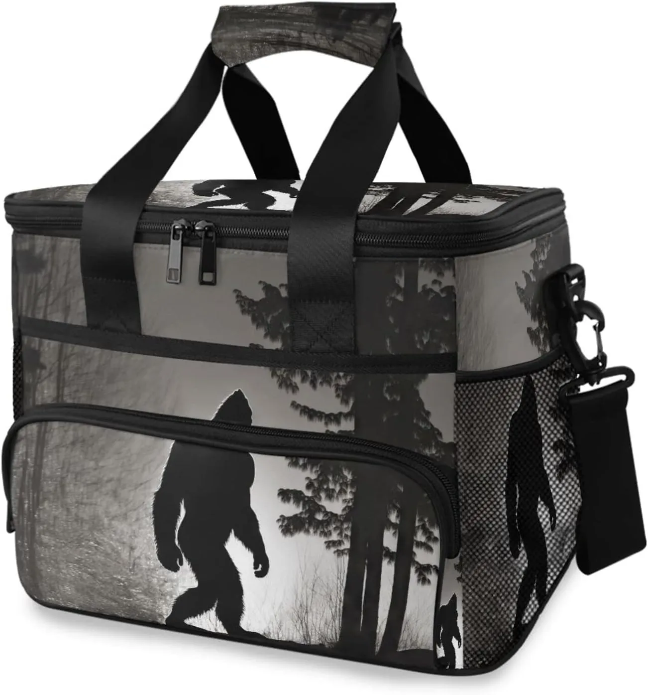 Sasquatch in Forest Cooler Bag 24 Can Insulated Large Capacity Cooler Tote Bag Lunch Box Leak-Proof|Crossbody & Handheld|Keep Cool Up to 12 Hours
