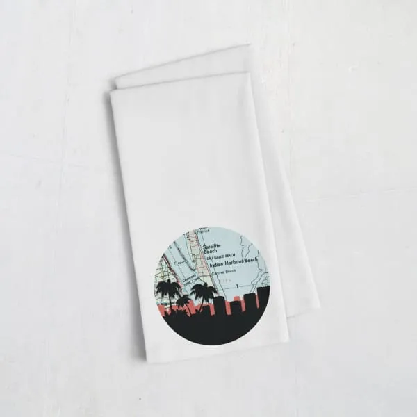 Satellite Beach, Florida city skyline with vintage Satellite Beach map