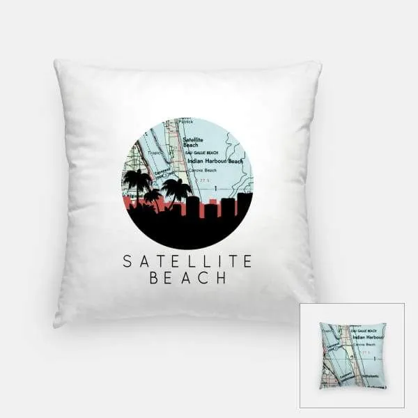 Satellite Beach, Florida city skyline with vintage Satellite Beach map