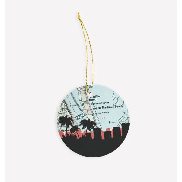 Satellite Beach, Florida city skyline with vintage Satellite Beach map